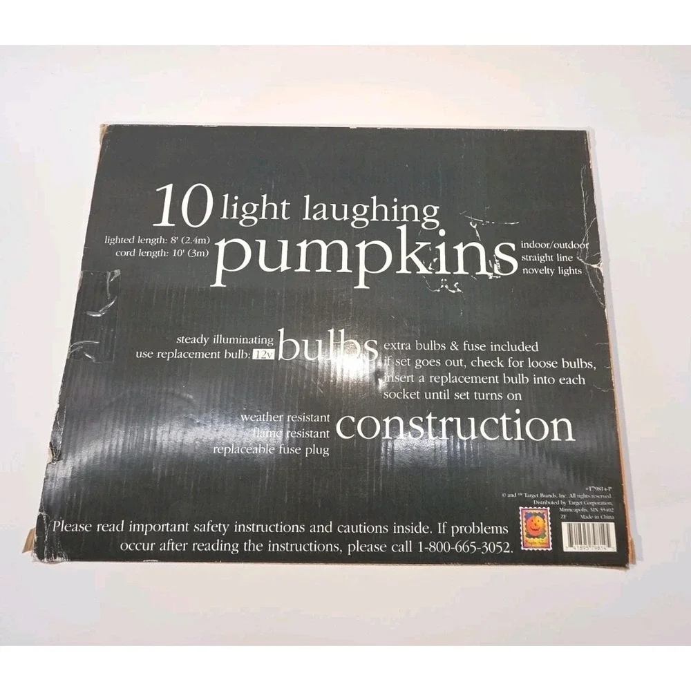 Halloween String Lights 10 Stacked Pumpkins Blow Mold New !!!